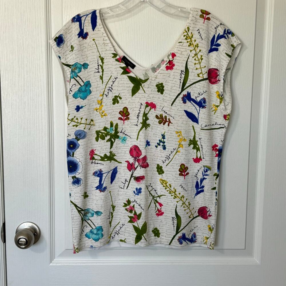 Talbots Wms Medium Floral Script Print Soft Knit … - image 7